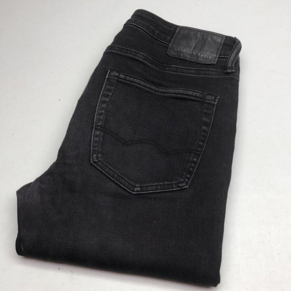 MENS AMERICAN EAGLE BLACKWASH SLIM STRAIGHT JEANS 31x30 ⭐️